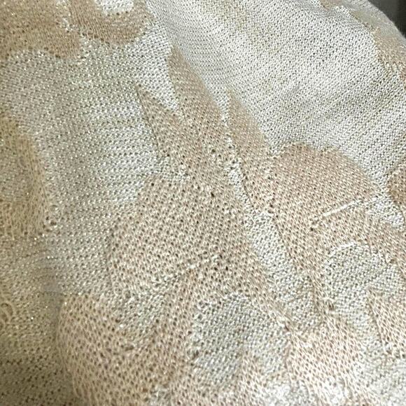 Chico's Wms Med Cream Gold Metallic Embossed Knit Sweater Shimmer - Picture 4 of 8